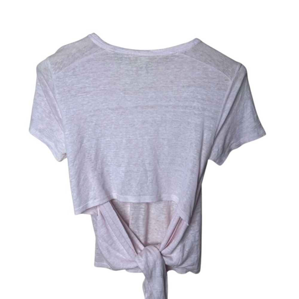 Maje Pink Linen Blend Open Back Pointed Hem T-Shirt Size 3 L 12868726